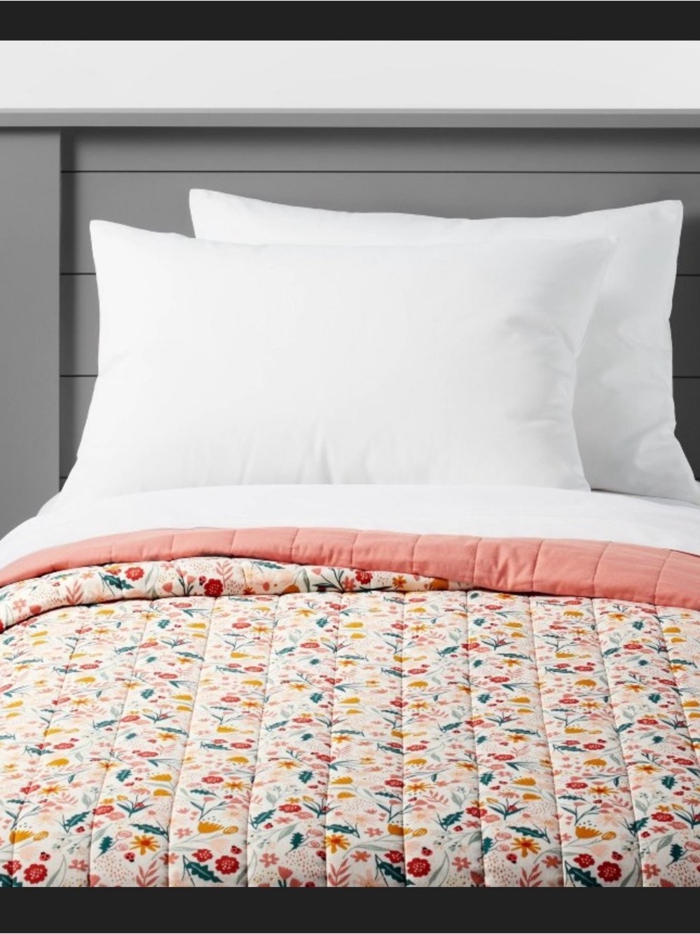 Pillow fort Garden Floral Cotton Quilt And Sham- reversible